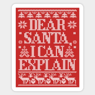Dear Santa I Can Explain Funny Ugly Christmas Design Sticker